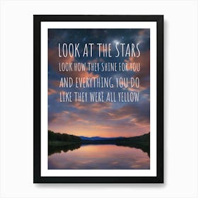 Look At The Stars Quote Lyrics Art Print