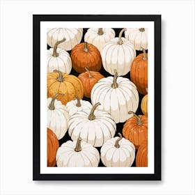 Neutral Pumpkin Patch Illustration 2 Art Print