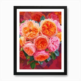 English Roses Painting Rose In A Heart 3 Art Print