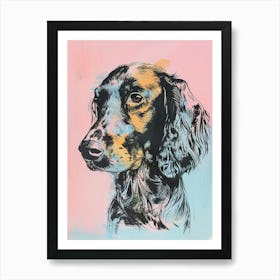 Gordon Setter Dog Pastel Illustration Art Print