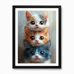 Cute Cats Stacked Together 17 Art Print