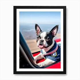 Boston Terrier In A Plane-Reimagined 1 Art Print