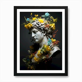 Bust Of A Woman With Flowers Art Print