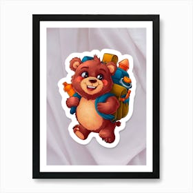 Bear With Backpack 5 Art Print