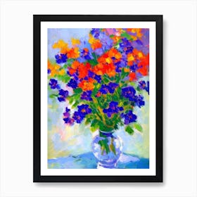 Larkspur Floral Abstract Block Colour Flower Art Print