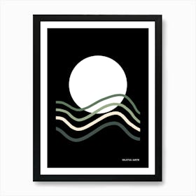 Waves In The Sky.A work of art. The moon. The colorful zigzag lines. It adds a touch of high-level art to the place. It creates psychological comfort. Reassurance in the soul.5 Art Print