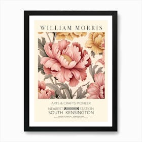 William Morris Print Exhibition Poster Pink Flowers Art Print