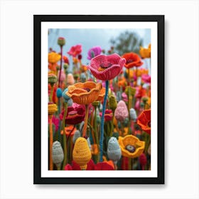 Field Of Poppies Knitted In Crochet 3 Art Print