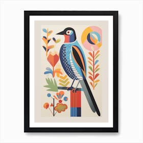 Colourful Scandi Bird Falcon 4 Art Print