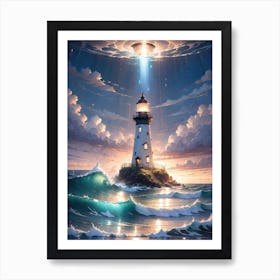 A Lighthouse In The Middle Of The Ocean 44 Art Print