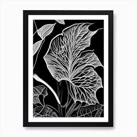 Morning Glory Leaf Linocut 1 Art Print