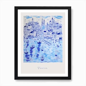 Venice Italy Blue Drawing Poster Art Print