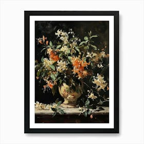 Baroque Floral Still Life Honeysuckle 4 Art Print