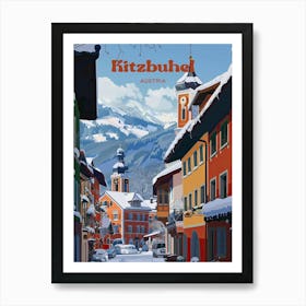 Kitzbuhel Austria Winter Resort Travel Art Art Print