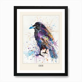 Crow Colourful Watercolour 2 Poster Art Print