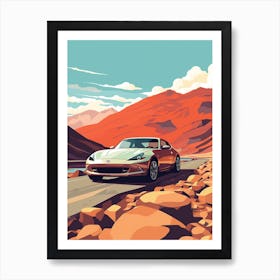 A Nissan Z In The Andean Crossing Patagonia Illustration 3 Art Print