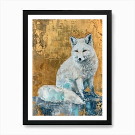 Arctic Fox Gold Effect Collage 4 Art Print