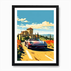 A Porsche Carrera Gt In The Tuscany Italy Illustration 2 Art Print