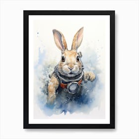 Bunny Scuba Diving Rabbit Prints Watercolour 1 Art Print