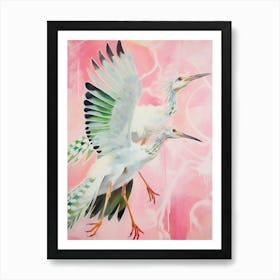 Pink Ethereal Bird Painting Roadrunner 1 Art Print