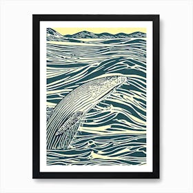 Humpback Whale II Linocut Art Print