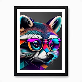 Raccoon Wearing Glasses Modern Geometric 4 Art Print