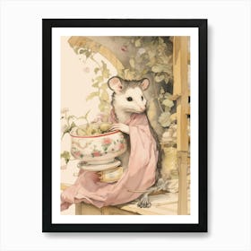 Storybook Animal Watercolour Opossum 1 Art Print