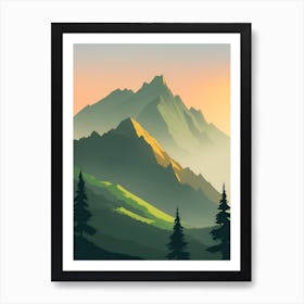 Misty Mountains Vertical Composition In Green Tone 31 Art Print