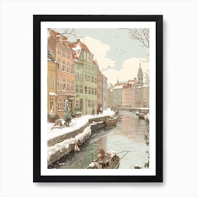 Vintage Winter Illustration Copenhagen Denmark 1 Art Print