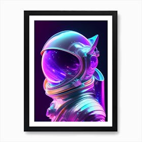 Futuristic Astronaut In Spacesuit Holographic Illustration Art Print