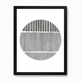 Black And White Lines In Circle Art Print