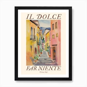 Il Dolce Far Niente Verona, Italy Watercolour Streets 4 Poster Art Print