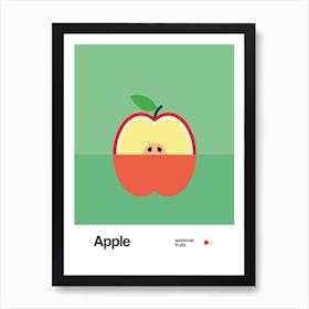 Minimalist Apple Poster - Seasonal Fruits Art Print Art Print