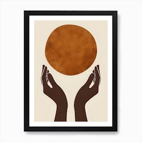 Two Hands Holding the sun Art Print