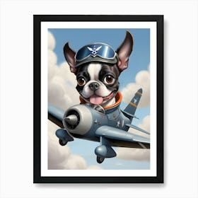 Boston Terrier Pilot-Reimagined 17 Art Print