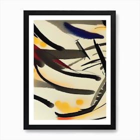 Watercolour Splotches Lines Brush Strokes Abstract Modern Minimal Art Print