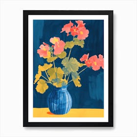 Geranium Flowers On A Table   Contemporary Illustration 2 Art Print