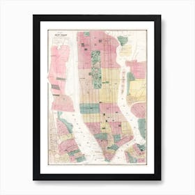 Map Of New York And Vicinity (1869) Art Print