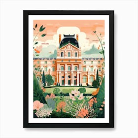 The Louvre   Paris, France   Cute Botanical Illustration Travel 0 Art Print