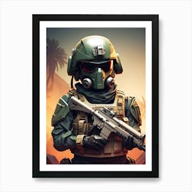 Soldier In The Desert Art Print