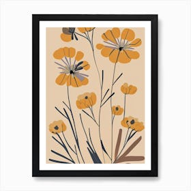 Desert Marigold Wildflower Modern Muted Colours 1 Art Print