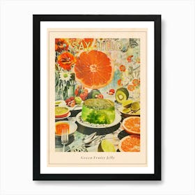 Green Fruity Jelly Retro Collage 2 Poster Art Print