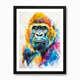 Mountain Gorilla Colourful Watercolour 4 Art Print