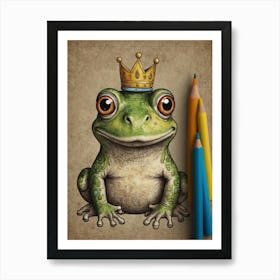 Frog With Crown 4 Art Print