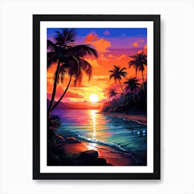 Sunset Beach Painting Art Print