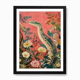 Floral Animal Painting Cobra 3 Art Print