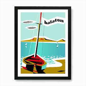 Boat On Balaton Lake, Hungary Art Print