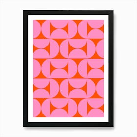 Mid Century Modern Pink And Orange Art Print