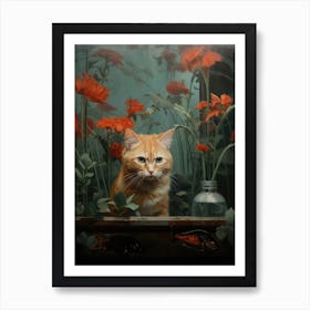 Cat In The Garden 5 Art Print