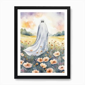 Sheet Ghost In A Field Of Flowers Painting (5) Art Print